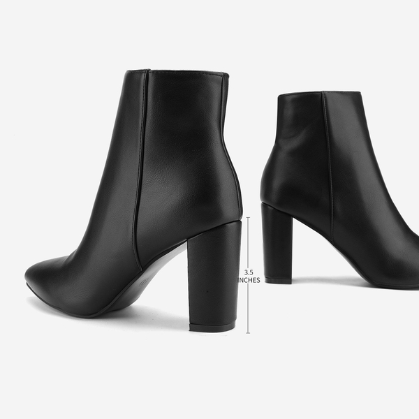 Sianna Chunky High Heel Ankle Booties - BLACK PU - 3
