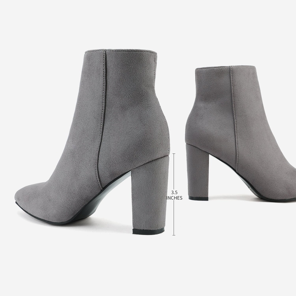 Sianna Chunky High Heel Ankle Booties - LIGHT GREY - 3