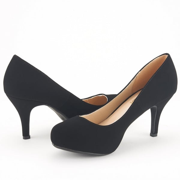 Classic Closed Toe 3 Inch Heels Pumps - BLACK NUBUCK - 3