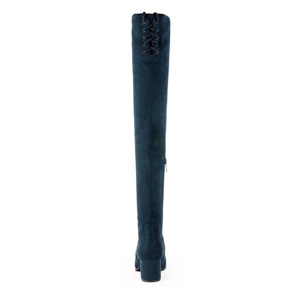 Laurence Chunky Heel Thigh High Boots - DARK BLUE - 3