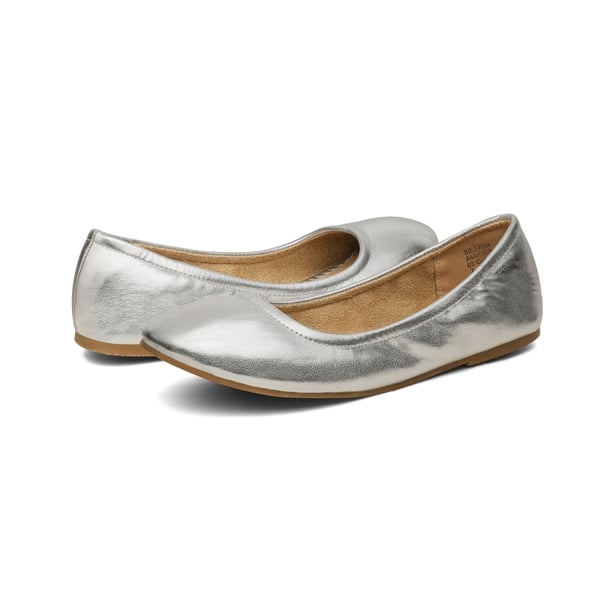 Classic Ballet Flats Shoes - SILVER PU - 4