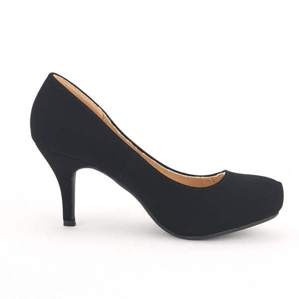 Classic Closed Toe 3 Inch Heels Pumps - BLACK NUBUCK - 1