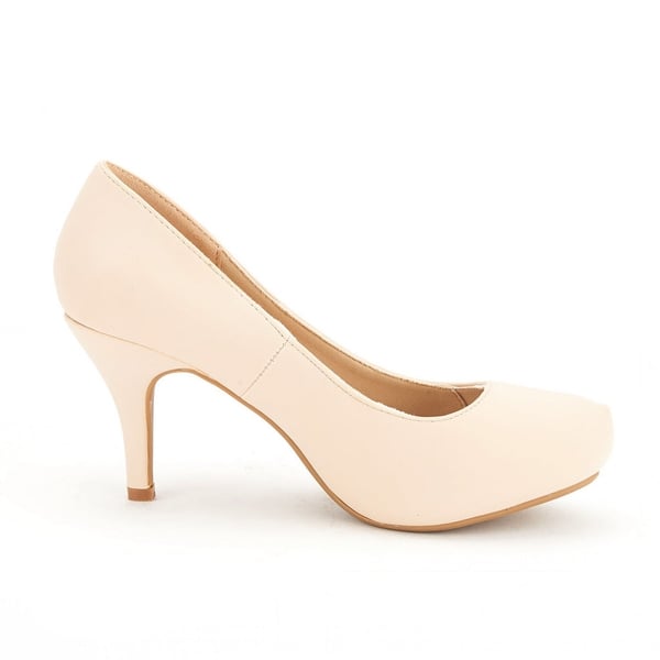 Classic Closed Toe 3 Inch Heels Pumps - NUDE NUBUCK - 1