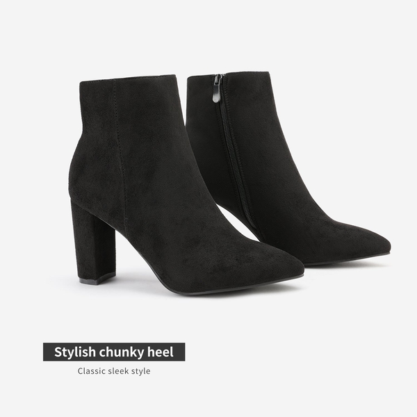 Sianna Chunky High Heel Ankle Booties - BLACK - 4