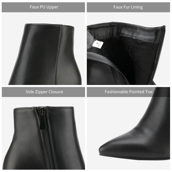 Sianna Chunky High Heel Ankle Booties - BLACK PU - 5