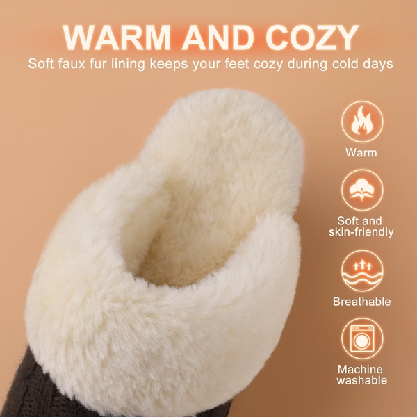 Winter Knitted House Slippers - BROWN - 2