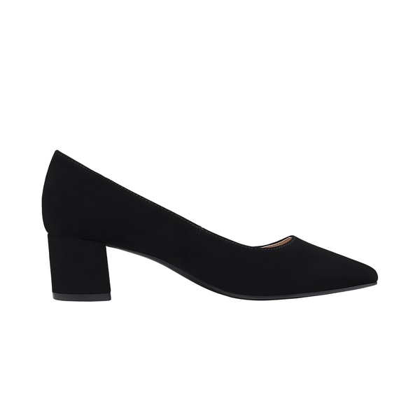 Closed Toe Block Heel Pumps - BLACK NUBUCK PU - 2