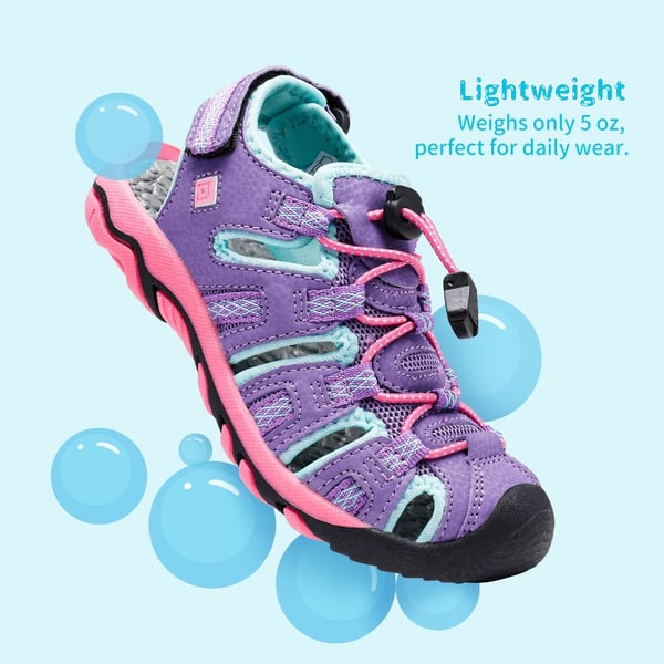 Boys Girls Quick-Dry Athletic Sandals - LAVENDER BABY BLUE FUCHSIA - 4