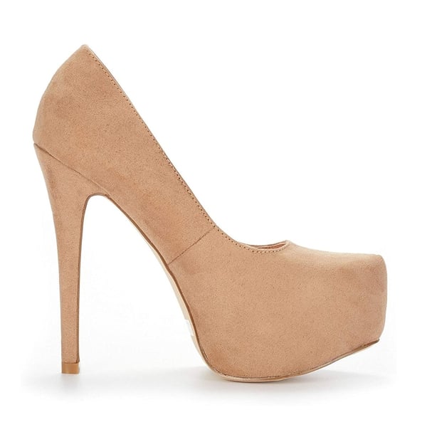 High Heel Stiletto Platform Pumps - NUDE SUEDE - 3