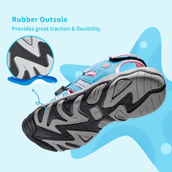Boys Girls Quick-Dry Athletic Sandals - BABY BLUE PINK - 5