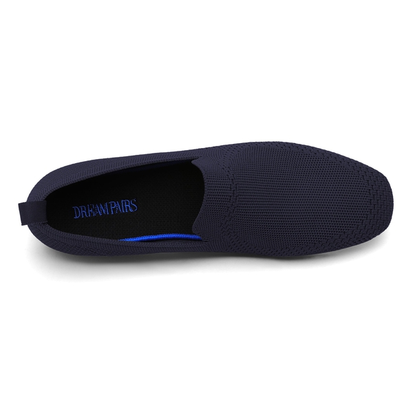 Slip-On Round Toe Knitted Flats - NAVY BLUE - 3
