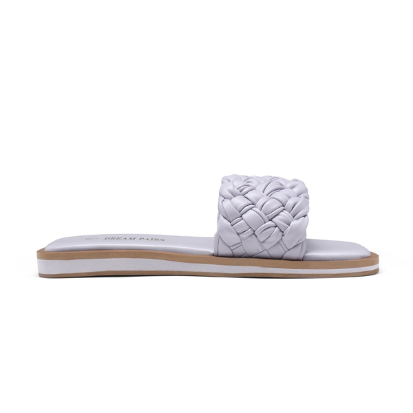Open Toe Slide Flat Sandals - PURPLE WEAVE - 1