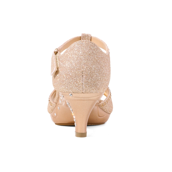 Girls Low Heel Glitter Pump Sandals - GOLD - 5