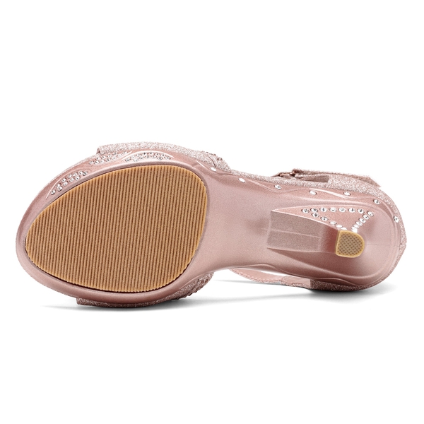 Girls Low Heel Glitter Pump Sandals - ROSE GOLD - 4