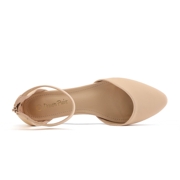 Amiga Ankle Strap Flats Shoes - NUDE NUBUCK - 2