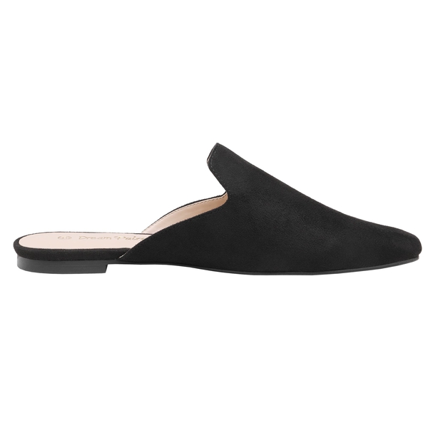 Pointed Toe Flat Mules - BLACK SUEDE - 2
