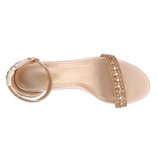 Rhinestone 3-Inch Chunky Heel Sandals - GOLD RHINESTONE - 4