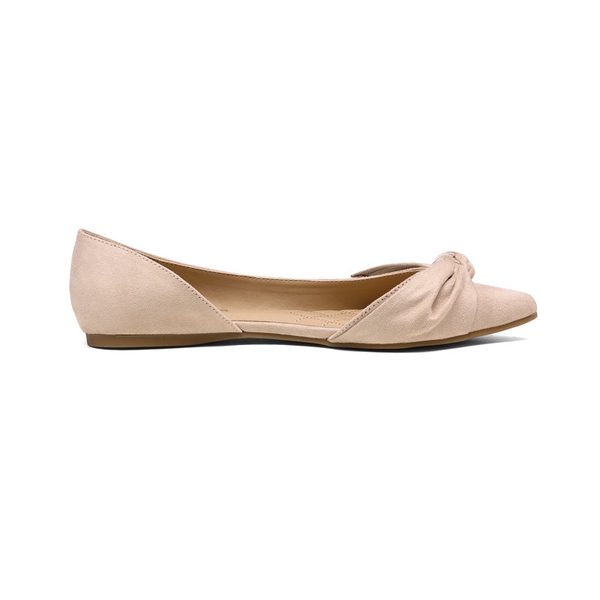 Comfortable Pointed Toe Ballet Flats - NUDE SUEDE - 2