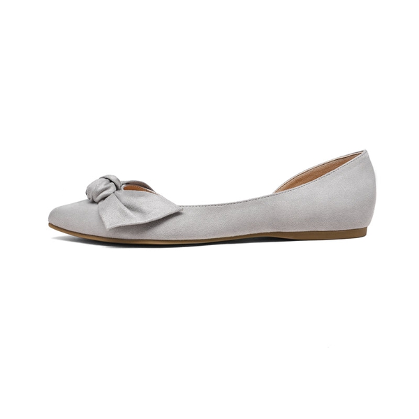 Comfortable Pointed Toe Ballet Flats - GREY SUEDE - 1