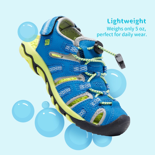 Boys Girls Quick-Dry Athletic Sandals - ROYAL BLUE GREY NEON GREEN - 4