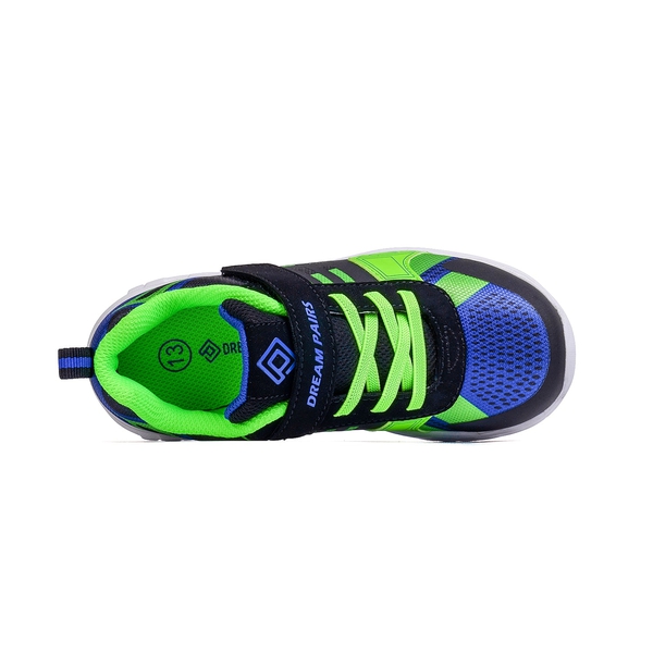 Boys Girls Athletic Running Sneakers - BLACK ROYAL GREEN - 2