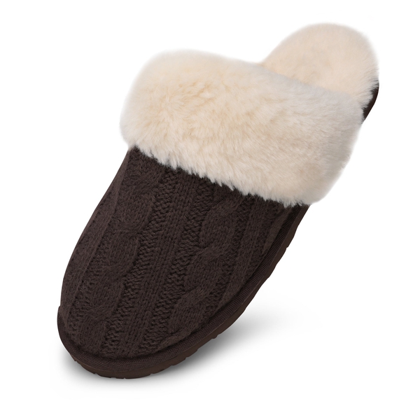 Winter Knitted House Slippers - BROWN - 5