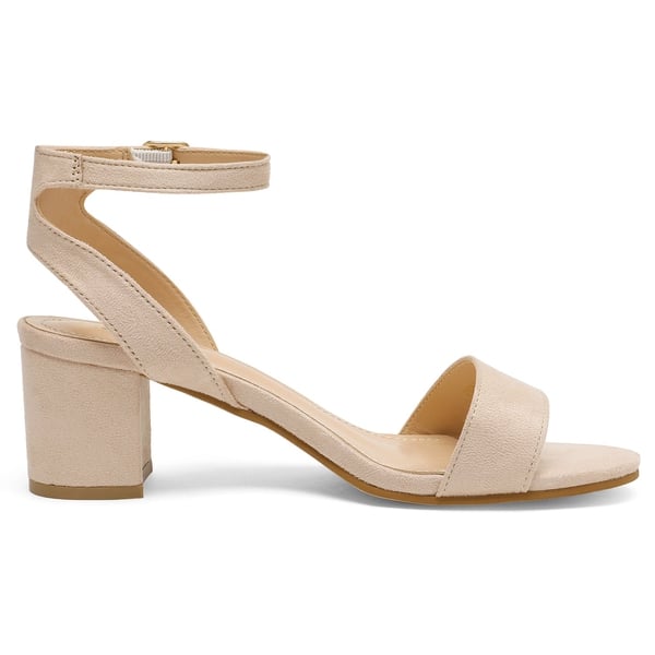 Chunky Block Heel Sandals - NUDE SUEDE - 1