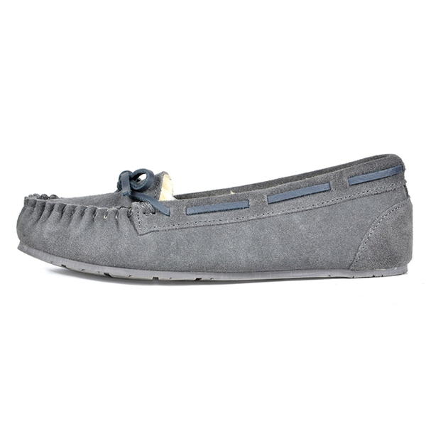 Faux Suede Moccasin Slippers - GREY - 1