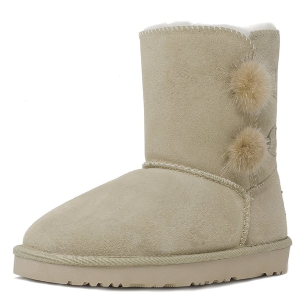 [FuzzyChic Kid's Lolly] Sheepskin Fur Kids Boots - SAND -  0
