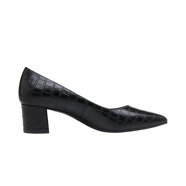 Closed Toe Block Heel Pumps - BLACK STONE PU - 2