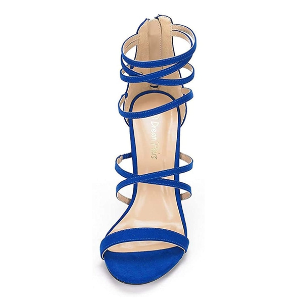 High Heel Strappy Pump Sandals - ROYAL BLUE - 4