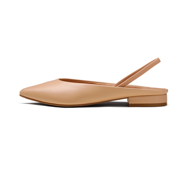 Pointed Toe Slingback Flats - NUDE PU - 2