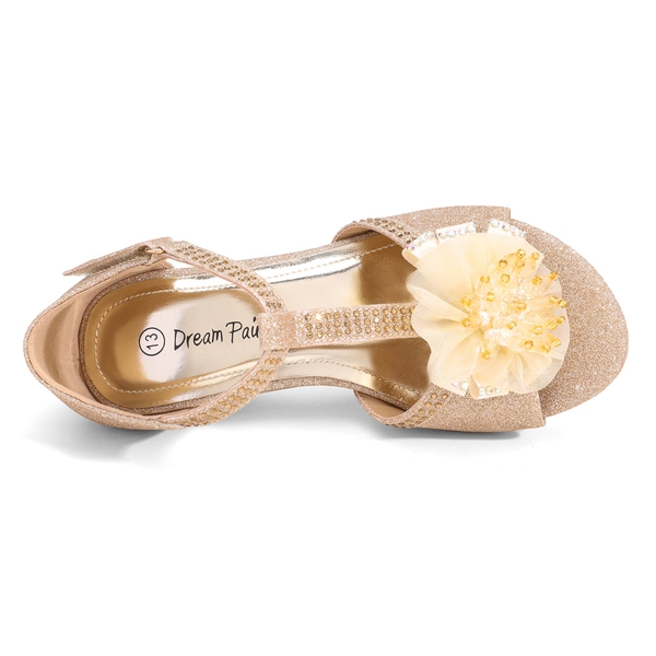 Girls Low Heel Glitter Pump Sandals - GOLD - 3
