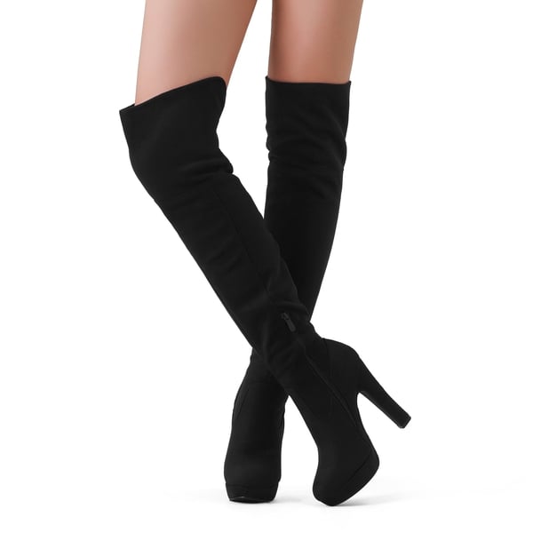 Thigh High Chunky Platform Boots - BLACK - 2