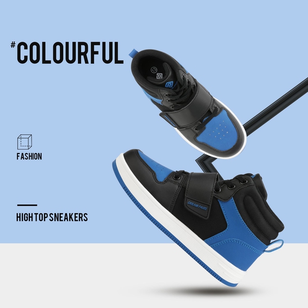 [LilLegends Skyhigh] Dream Pairs Kids High Top Sneakers - BLACK ROYAL BLUE - 1