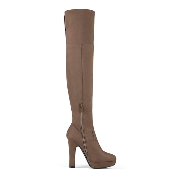 Thigh High Chunky Platform Boots - KHAKI - 4