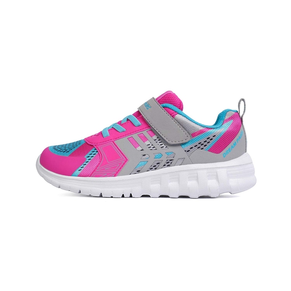 Boys Girls Athletic Running Sneakers - GREY FUCHSIA BLUE - 1