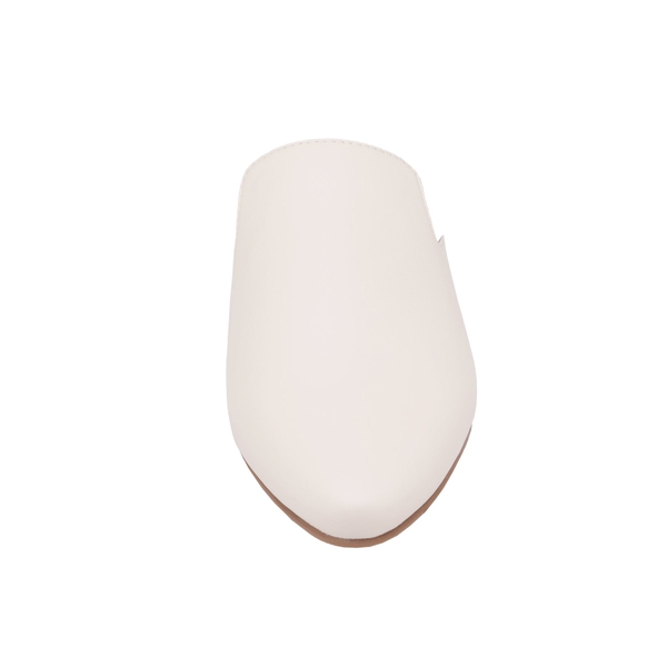 Pointed Toe Flat Mules - WHITE PU - 4