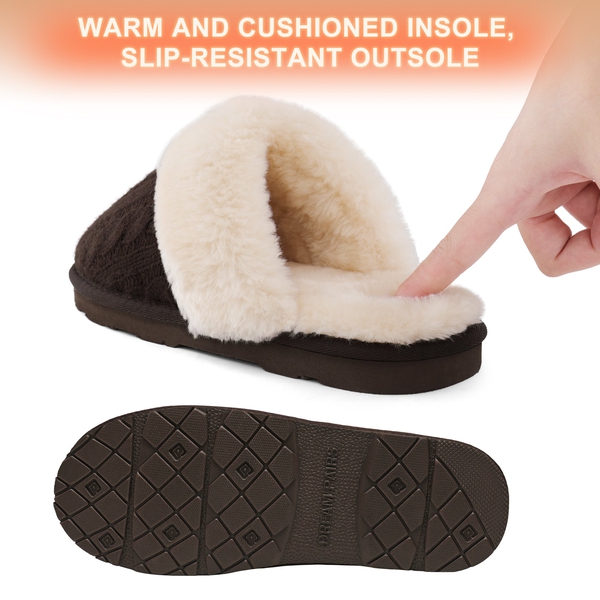 Winter Knitted House Slippers - BROWN - 3