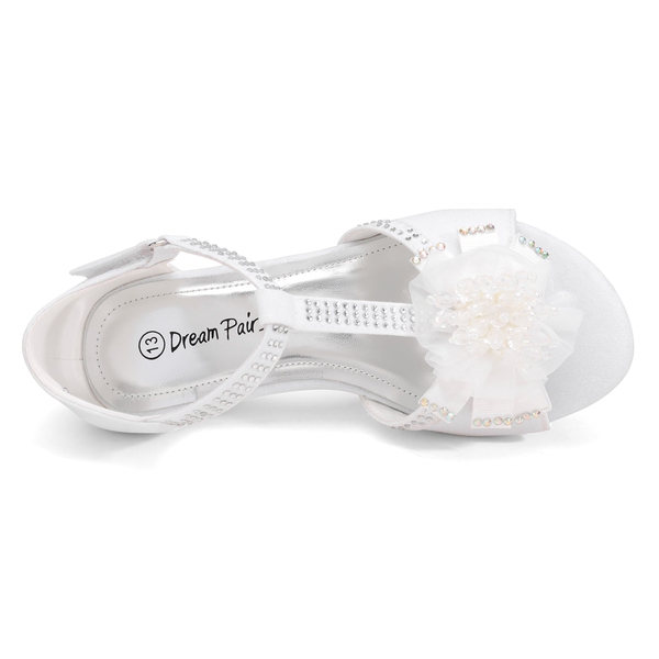Girls Low Heel Glitter Pump Sandals - WHITE - 3