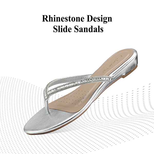 Rhinestone Flip-Flop Sandals - SILVER - 2