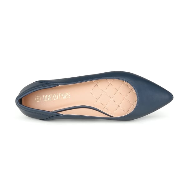 Pointed Toe Cute Ballet Flats - NAVY PU - 3