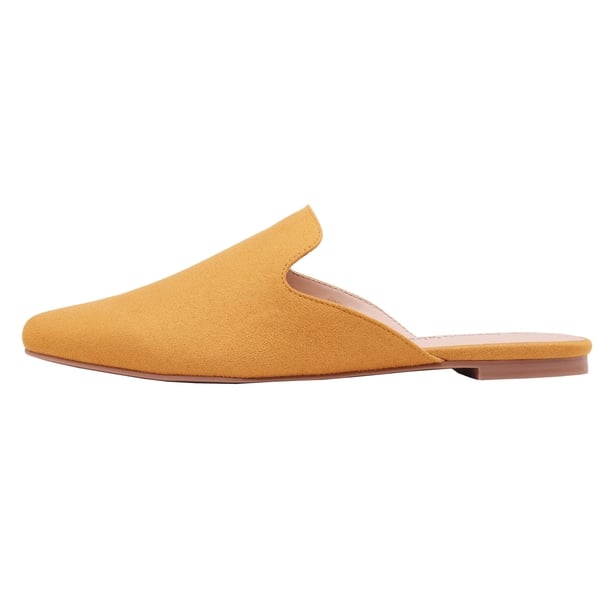 Pointed Toe Flat Mules - YELLOW SUEDE - 1