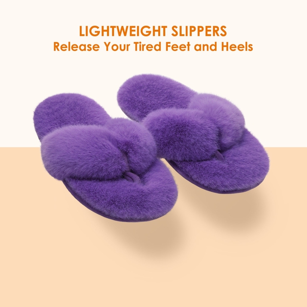 Fluffy Flip Flop House Slippers - PURPLE - 3