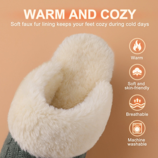 Winter Knitted House Slippers - GREY - 2