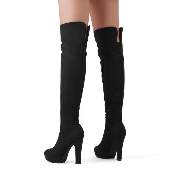 Thigh High Chunky Platform Boots - BLACK - 1