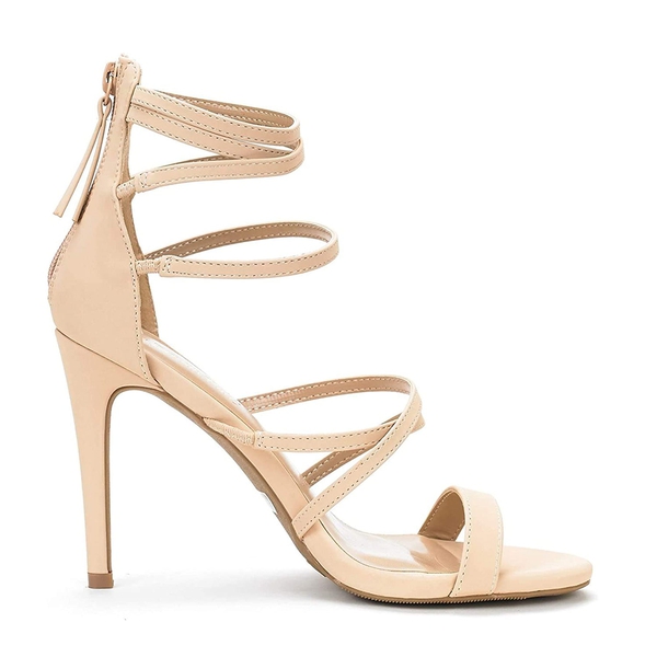 High Heel Strappy Pump Sandals - NUDE NUBUCK - 3