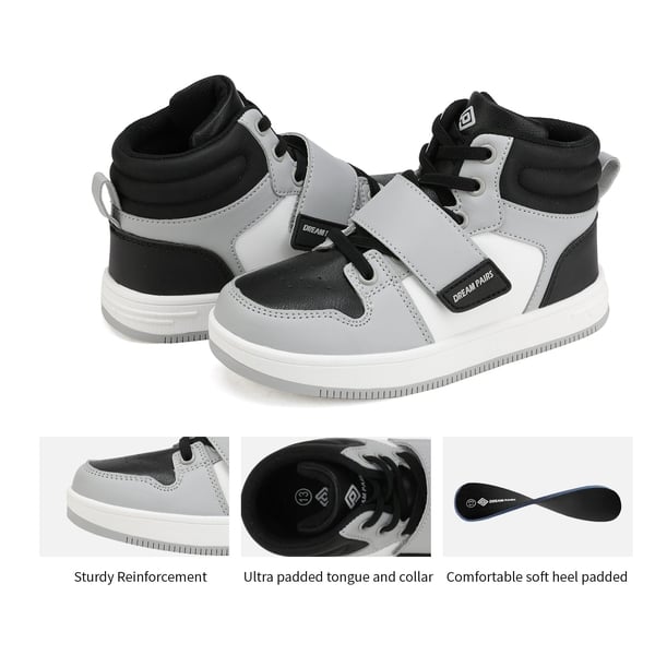 [LilLegends Skyhigh] Dream Pairs Kids High Top Sneakers - GREY BLACK - 5
