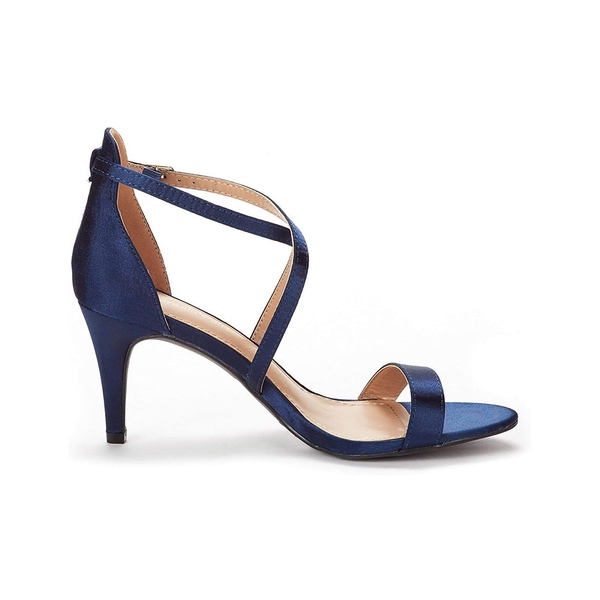 Criss Cross Stiletto Pump Heels Sandals - NAVY - 1