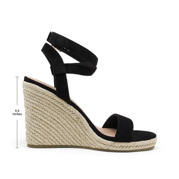 Open Toe Espadrille Platform Wedge Sandals - BLACK SUEDE - 1
